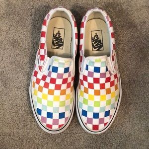 Vans Slip On Rainbow Checkerboard Skate Shoe